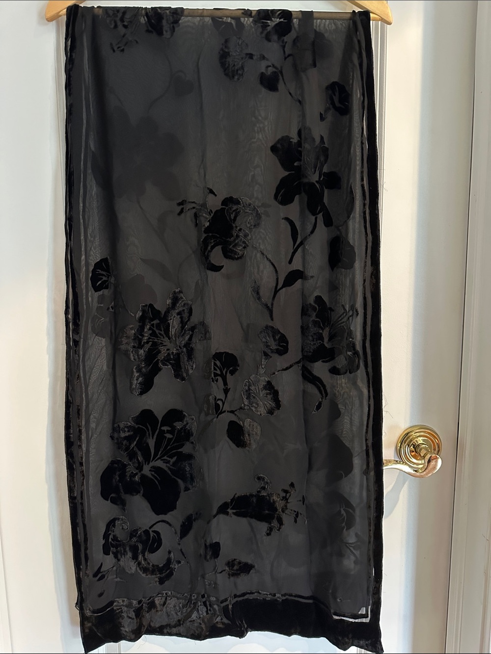 Echo Black Sheer Maxi Skirt with Floral Burnout